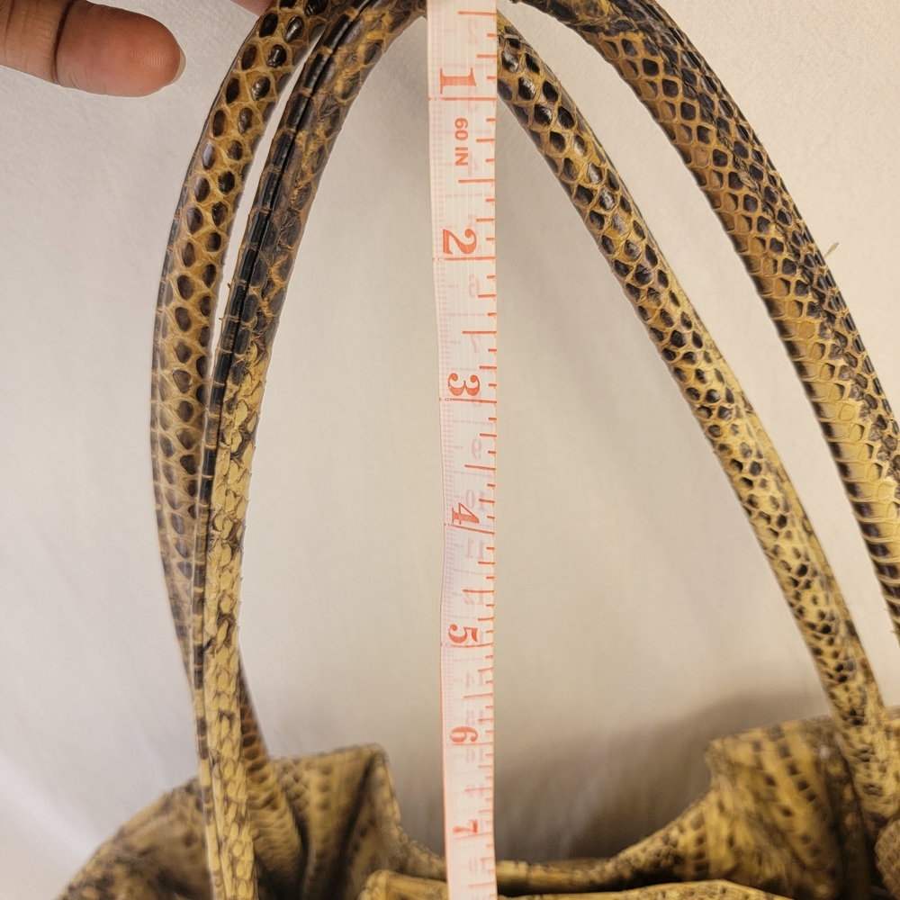 VNTG Y2K Pure 100% Genuine Leather Python Print  Silver Toned Hardware Hand Bag - Picture 10 of 13